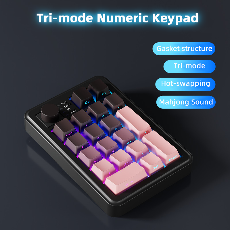 Mechanical Numpad Hot Swap Rgb Wireless - Tri-mode numeriek toetsenbord Oplaadbare pakkingstructuur RGB-lichteffect
