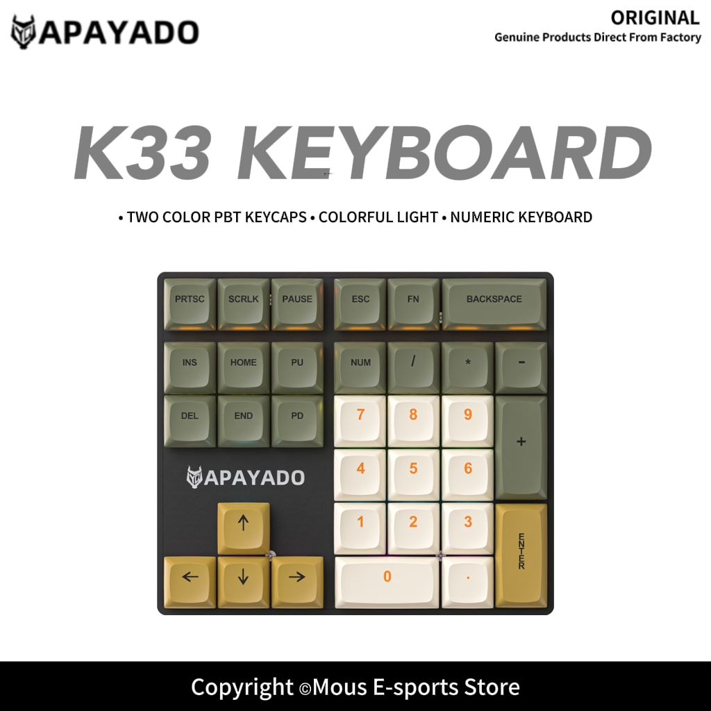 Pbt Keycaps For Numeric Keypad Numpad - K33 Mechanisch numeriek toetsenbord Blauw/rode schakelaar
