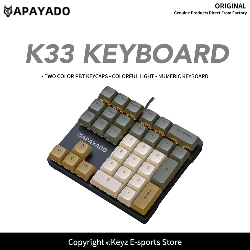 Pbt Keycaps For Numeric Keypad Numpad - K33 33-toetsen mechanisch numeriek toetsenbord Bedraad