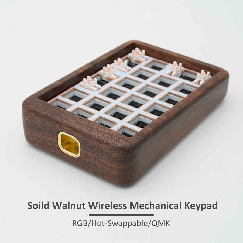 Mechanical Numpad Hot Swap Rgb Wireless - Soild Walnoot Hout Draadloze Mechanische Numpad