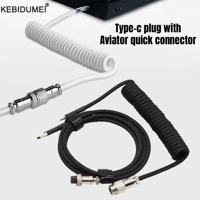 Type C Detachable Cable Coiled Keyboard - USB Type C Opgerolde Aviator-kabel 3M
