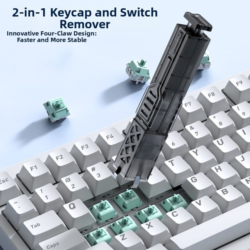 Keycap Puller Switch Puller 2 In 1 - 2-in-1 toetsenkapjesverwijderaar, multifunctioneel vierklauwontwerp, toetsenbord-actie-aanpasser, lichtgewicht,