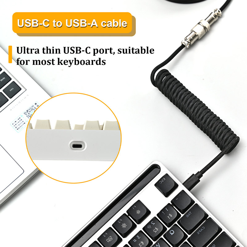 USB naar Type C spiraalkabel v - Type C Detachable Cable Coiled Keyboard recensie en prijs