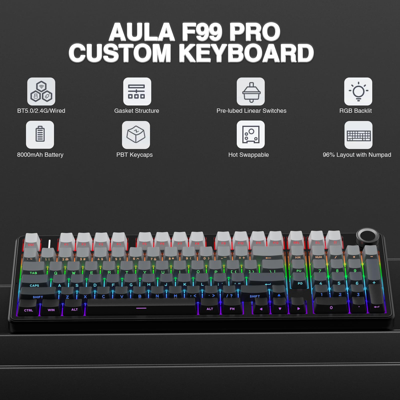 AULA F99 PRO 96% draadloos mec - Mechanical Numpad Hot Swap Rgb Wireless recensie en prijs