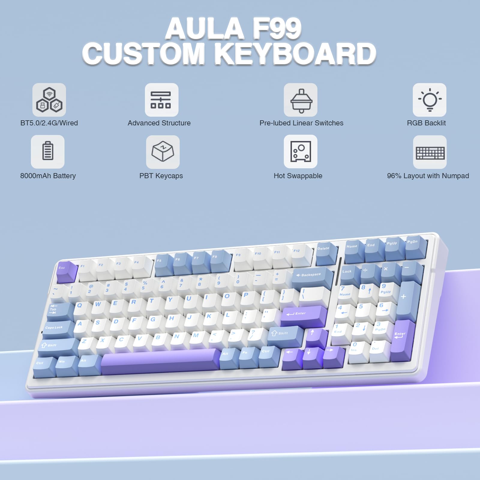 AULA F99 Pro Draadloos Mechani - Mechanical Numpad Hot Swap Rgb Wireless recensie en prijs